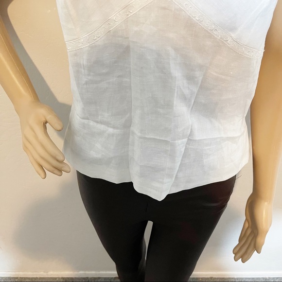 Vintage Ann Taylor White Linen Camisole Sequin Strap Blouse Sz 8 Cottagecore - Picture 5 of 9